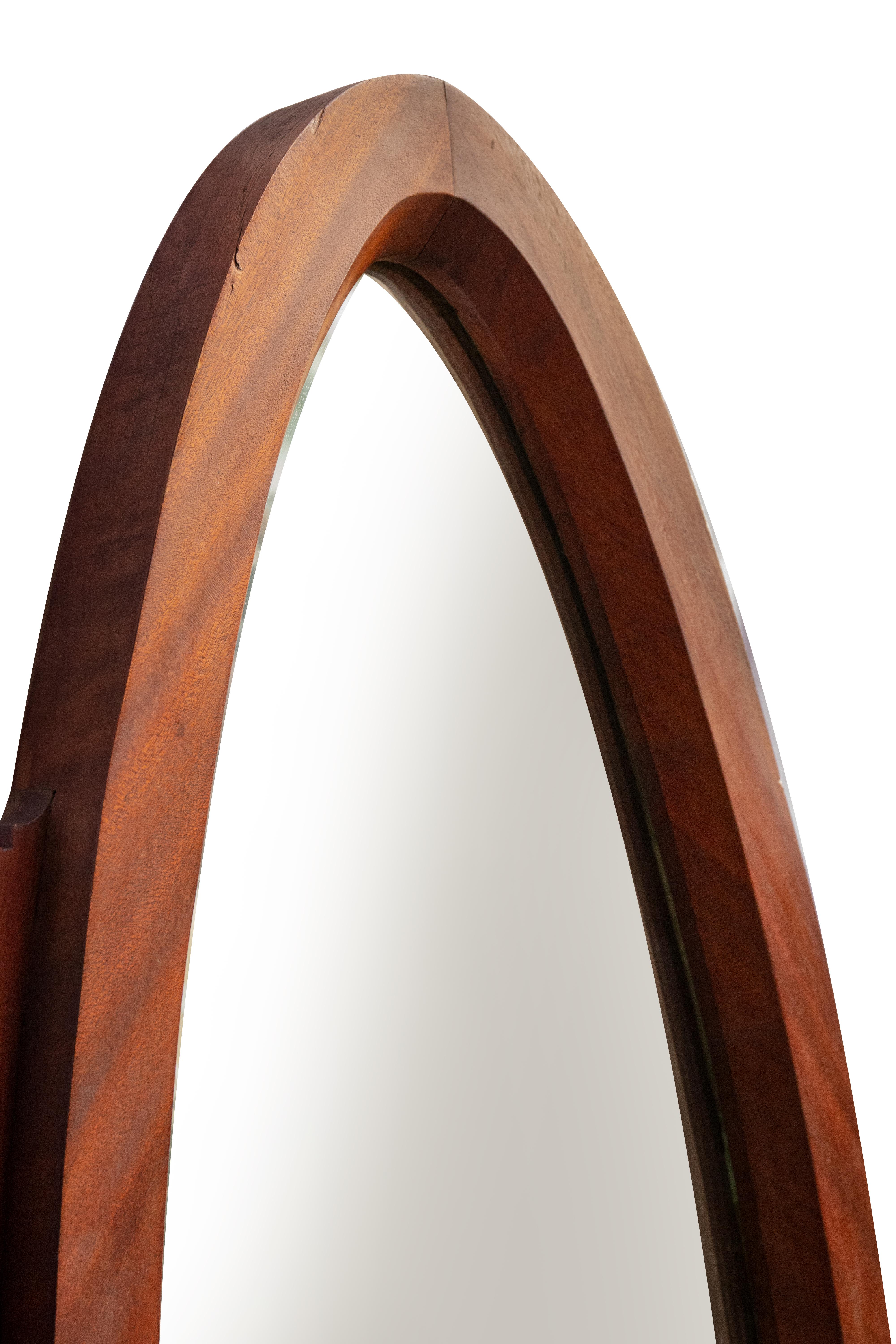 Wood Vintage Oval Mirror, Italy, Mid-20th Century For Sale