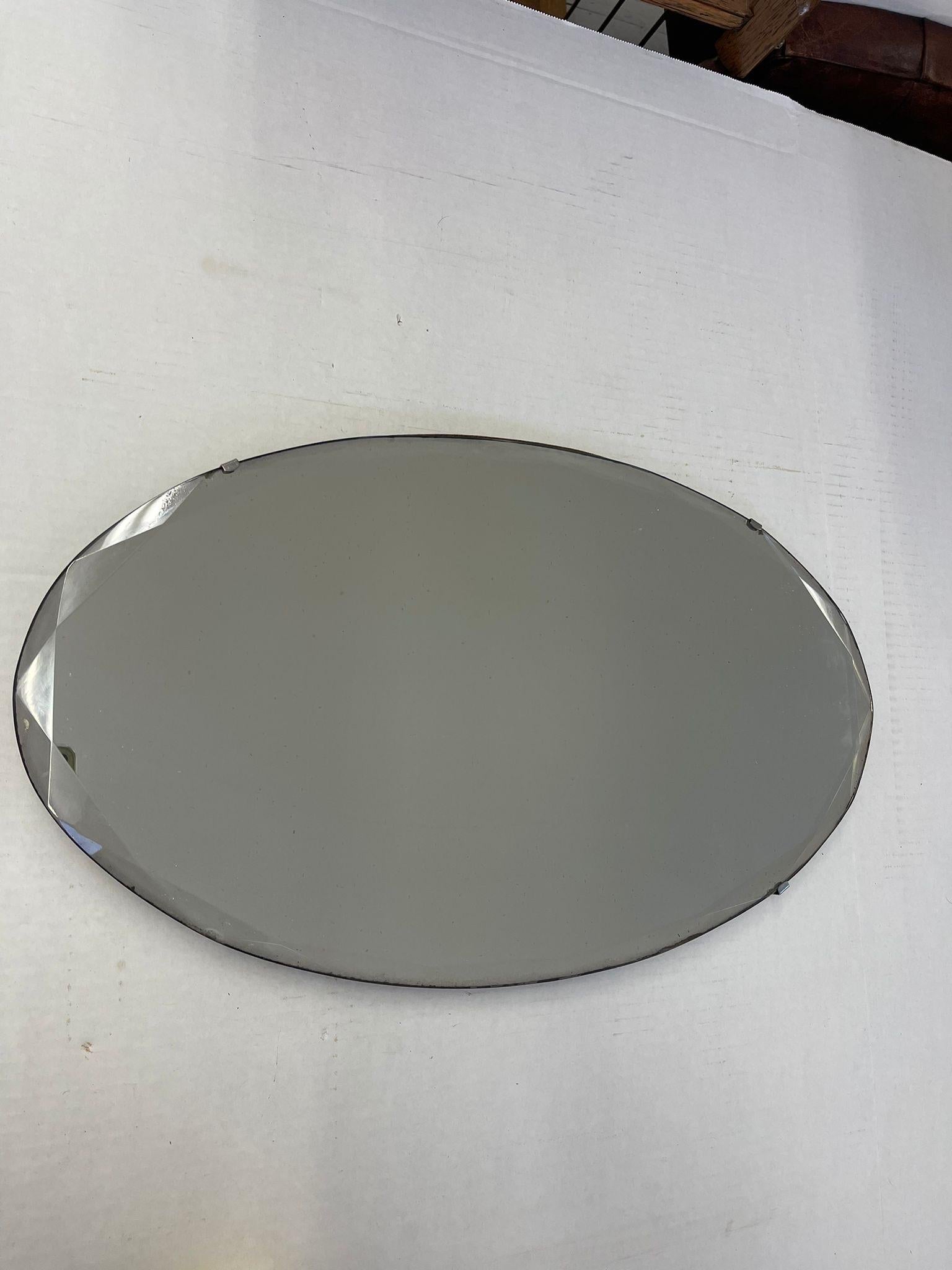 Mid-Century Modern Vintage Oval Mirror With Beveled Edging Uk Import. For Sale