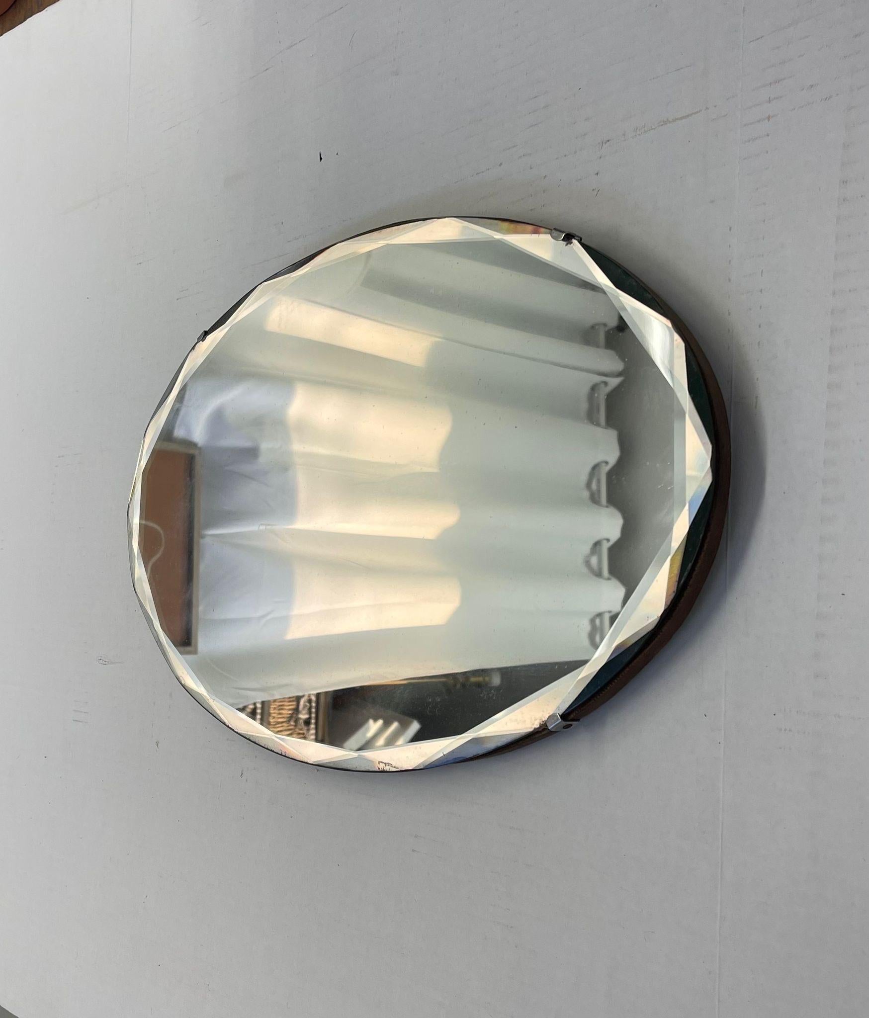 Glass Vintage Oval Mirror With Beveled Edging Uk Import. For Sale