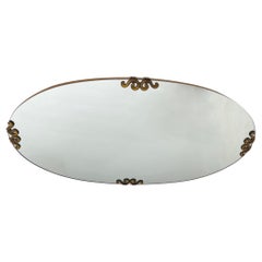 Vintage Oval Mirror with Metal Fittings, 1950's