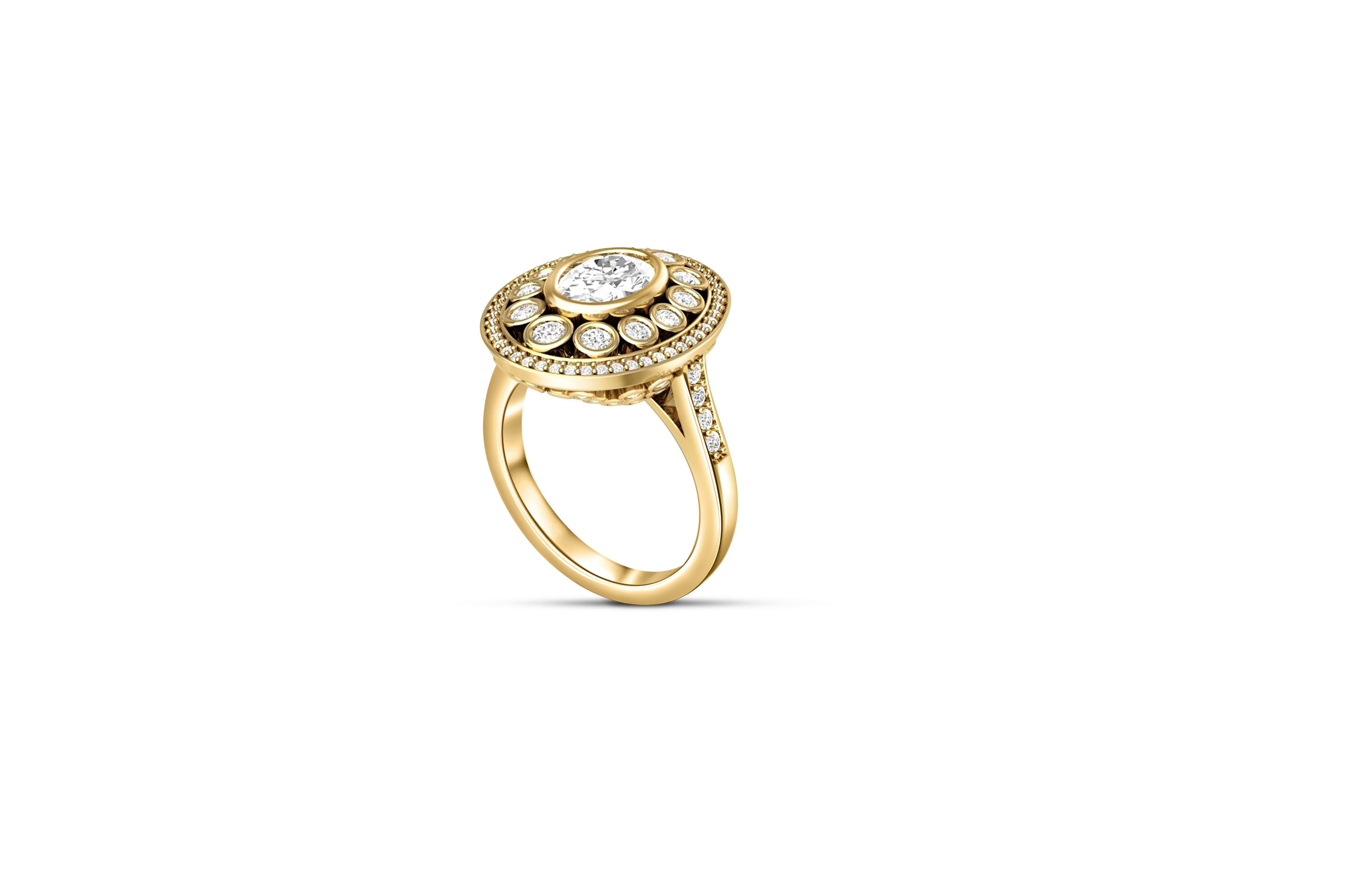 For Sale:  Vintage oval Moissanite Double halo 14k Gold Ring 2