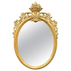 Vintage Oval Neoclassical Giltwood Wall Mirror