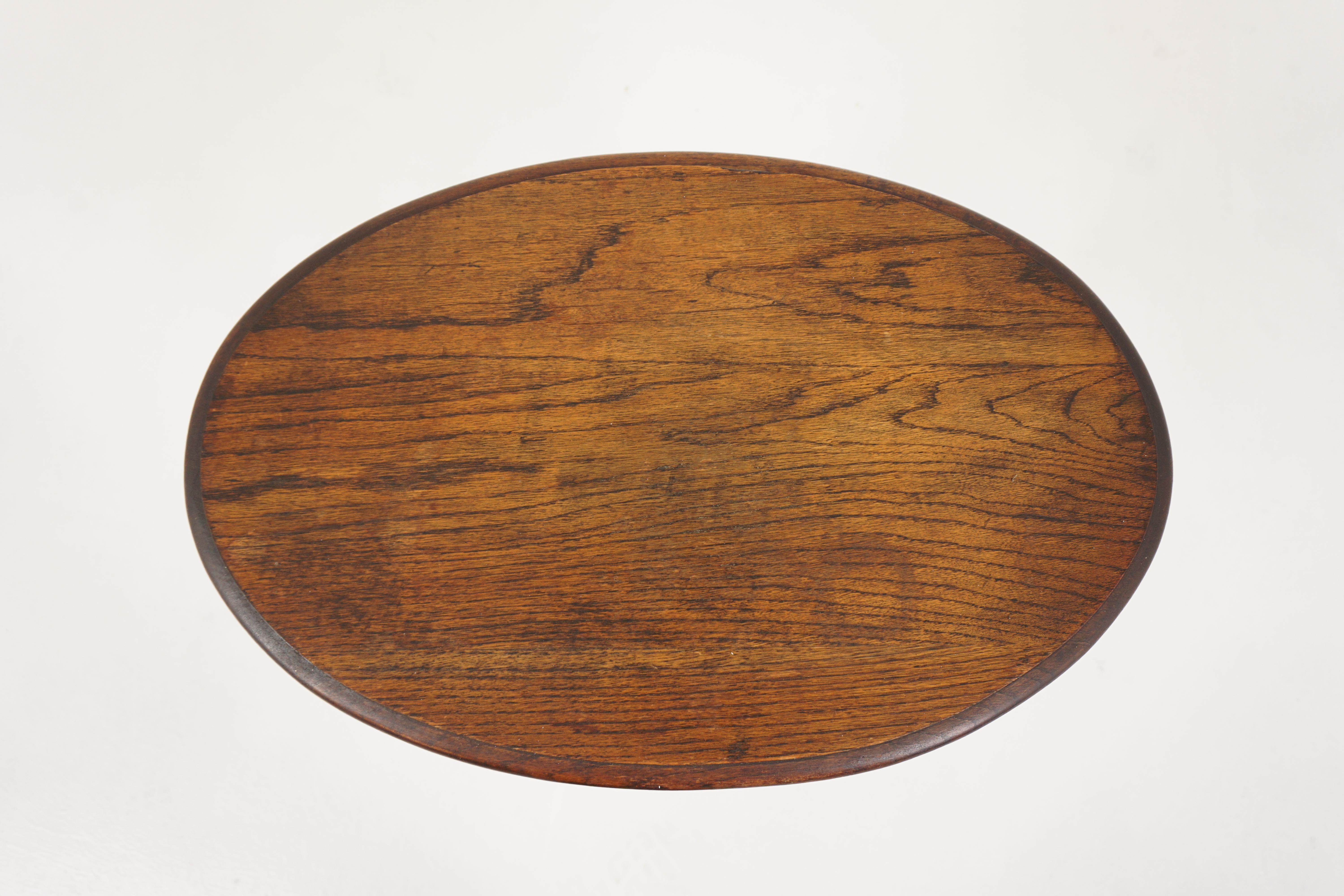 Vintage Oval Oak Barley Twist End Table, Lamp Table, Scotland 1930, B2946 3
