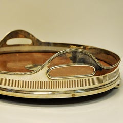 Vintage Oval Oak Serving Tray by Mappin & Webb, London, UK