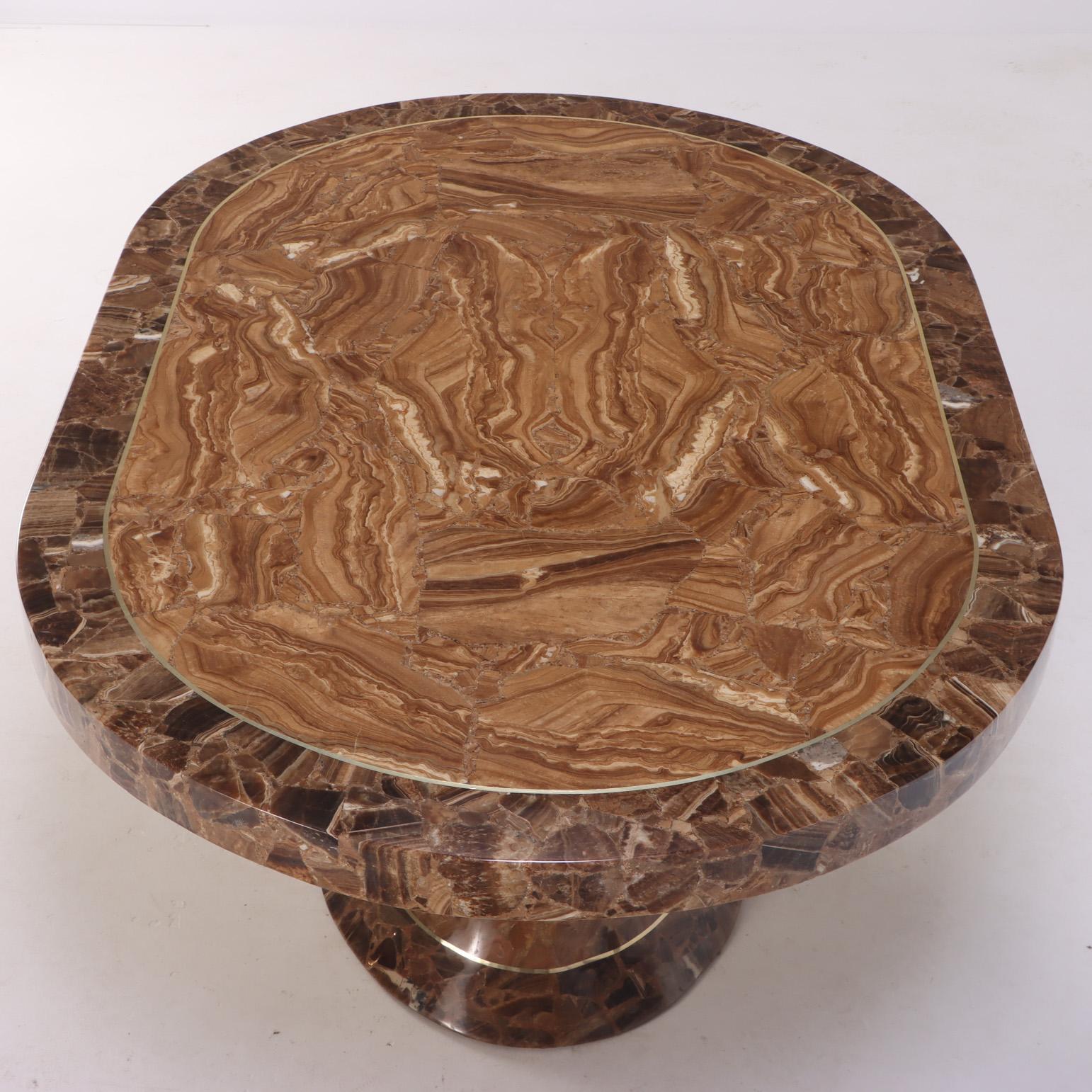 Vintage Oval Onyx Dining Table by Muller of Mexico 1