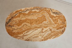 Vintage Oval Onyx Top + Chrome Base Coffee Table, Denmark