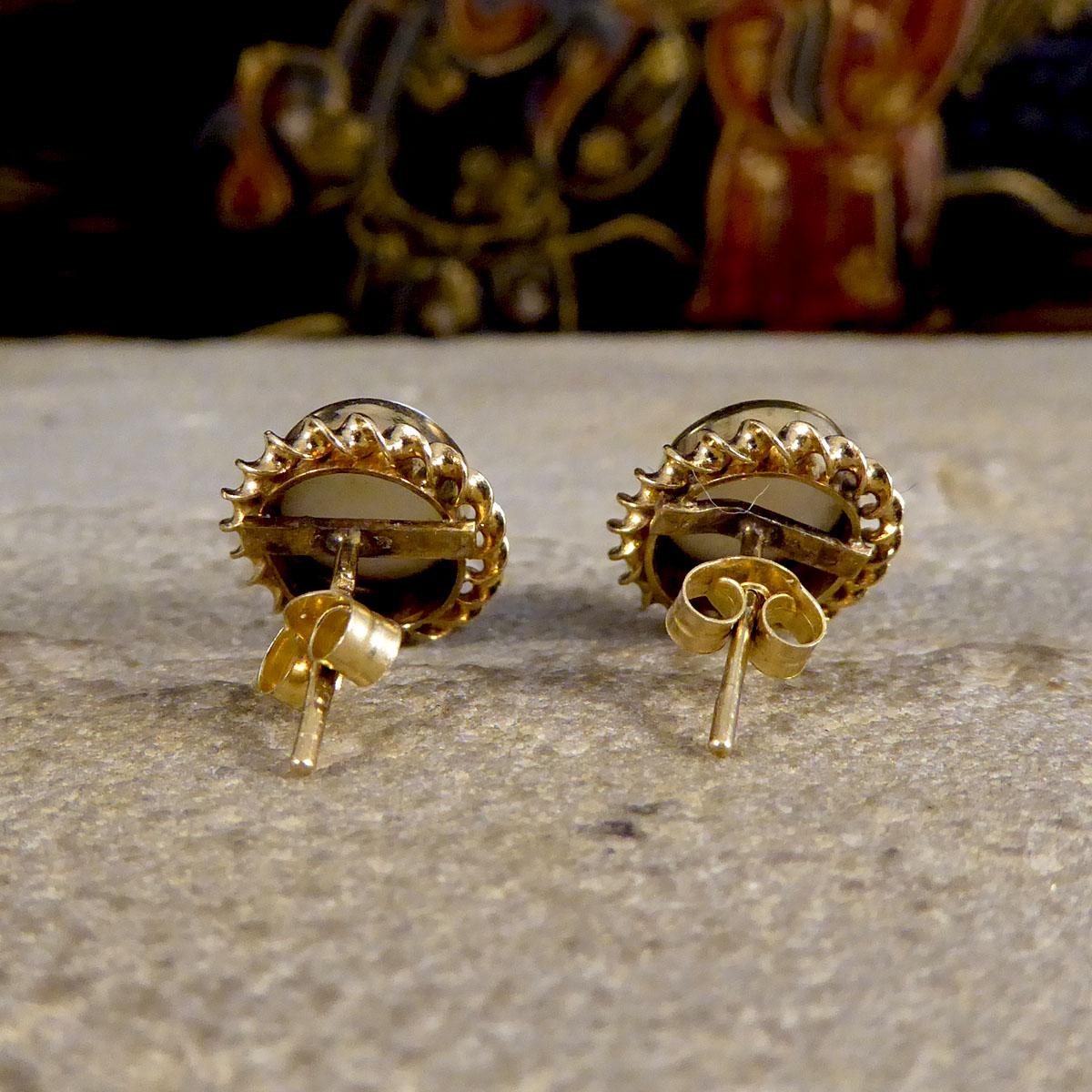 Edwardian Vintage Oval Opal Collar Set Earrings in 9ct Yellow Gold