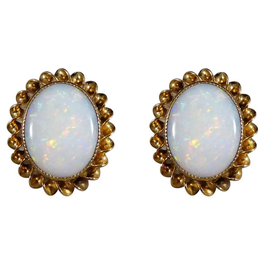 Vintage Oval Opal Collar Set Earrings in 9ct Yellow Gold