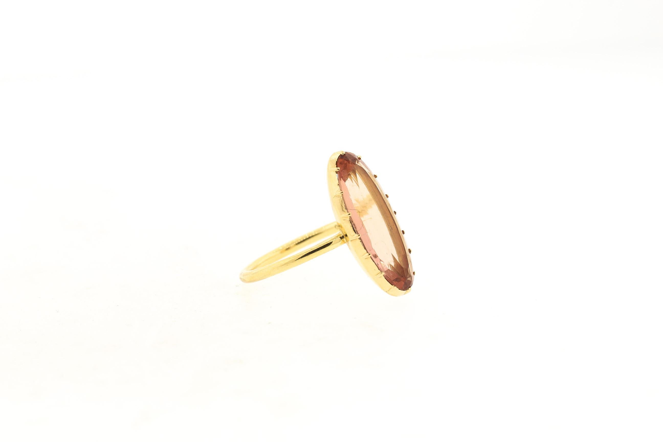 Modern Vintage Oval Precious Topaz 18 Karat Rose Gold Ring