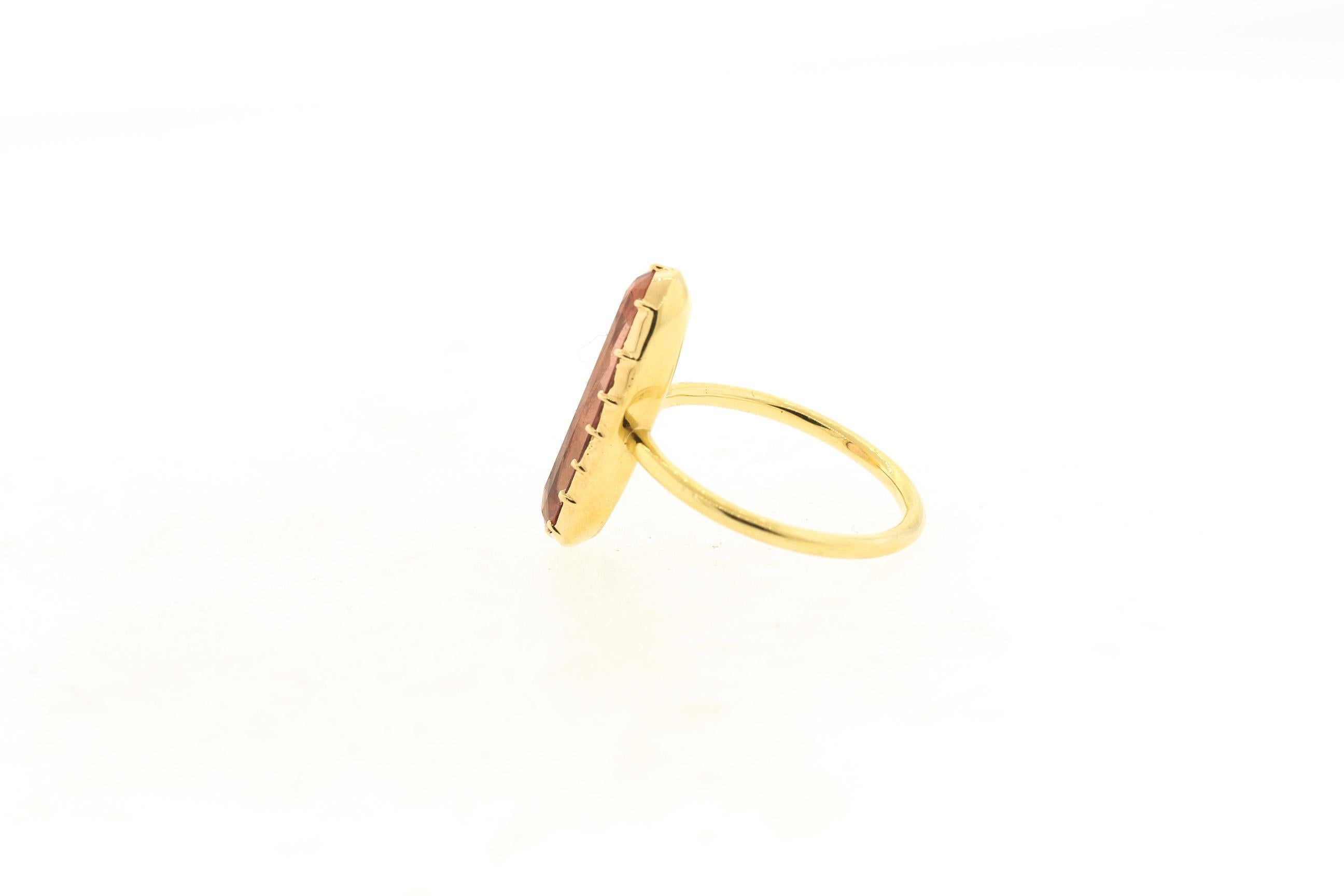 Oval Cut Vintage Oval Precious Topaz 18 Karat Rose Gold Ring