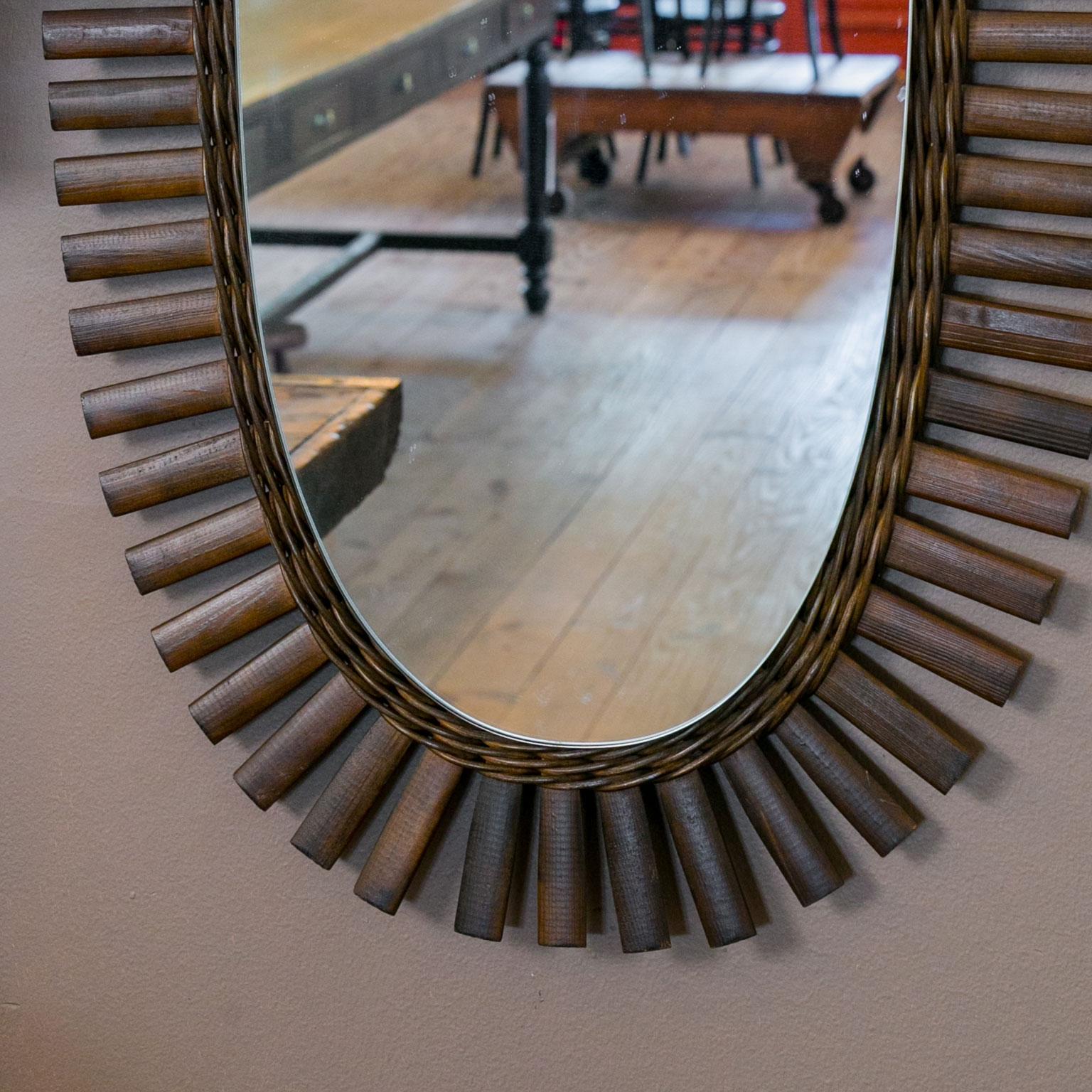 vintage rattan mirror