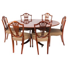 Vintage Oval Regency Revival Dining Table & 6 Chairs by William Tillman 20th