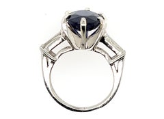 Vintage Oval Sapphire Diamond Ring 5.50ct Original 1940s Art Deco Platinum Anti