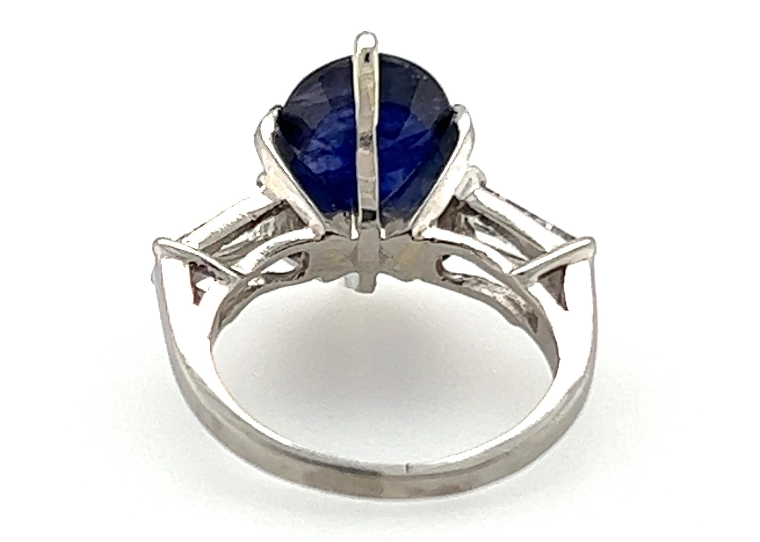 Vintage Oval Sapphire Diamond Ring 5.50ct Original 1940s Art Deco Platinum Anti 1