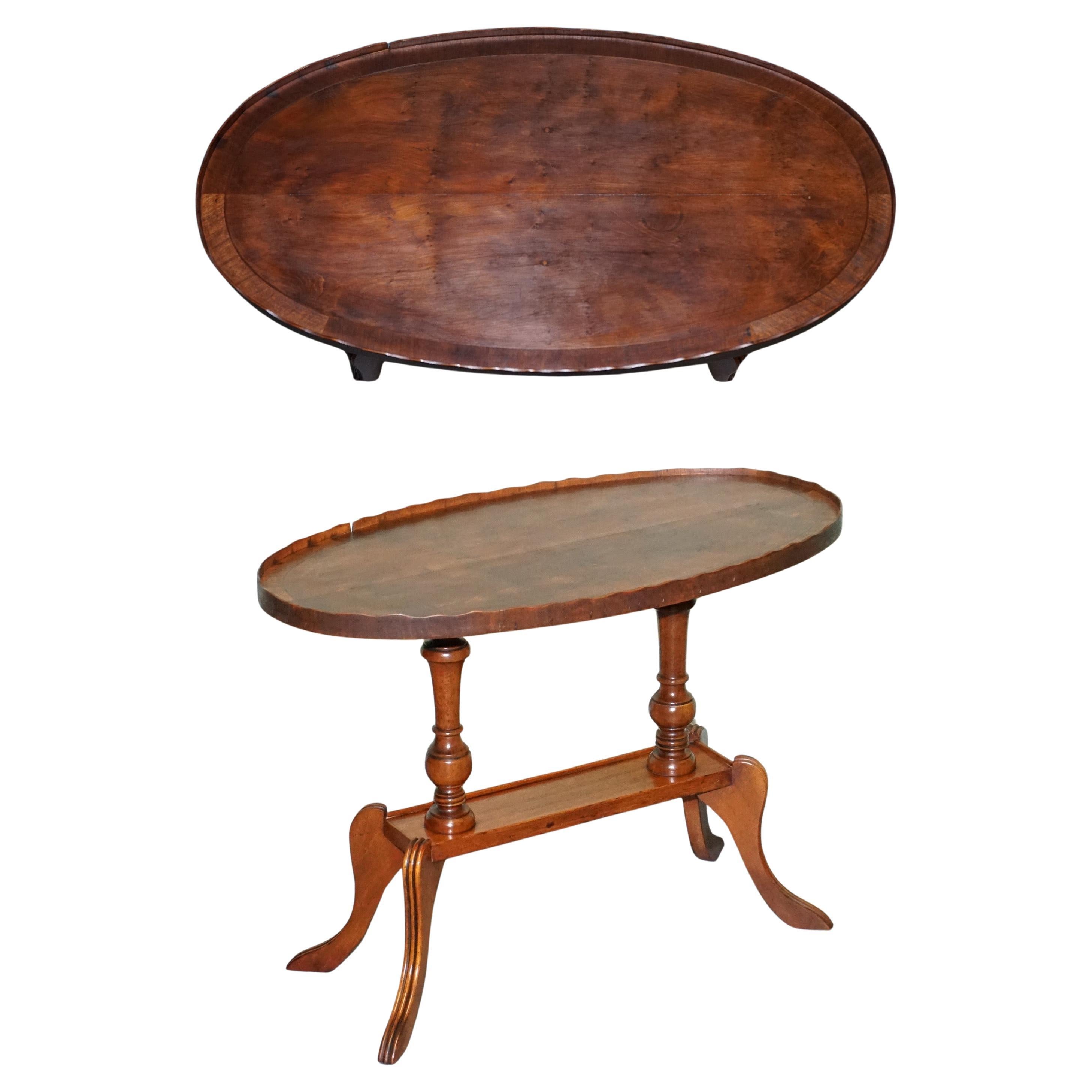 VINTAGE OVAL SCALLOPED EDGE OCCASiONAL SIDE TABLE For Sale