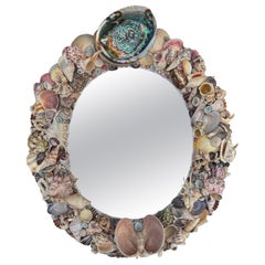 Vintage Oval Seashell Encrusted Mirror