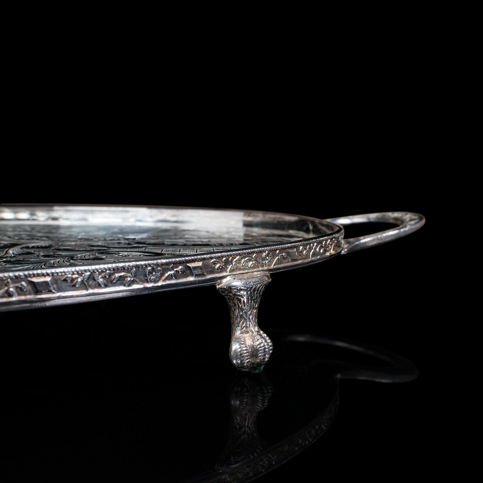 Vintage Oval Serving Tray, English, Silver Plate, Afternoon Tea, Viners, C.1950 For Sale 1