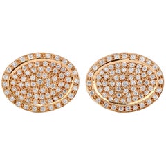 Vintage Oval Shape Cluster Diamond Men’s Gold Cufflinks