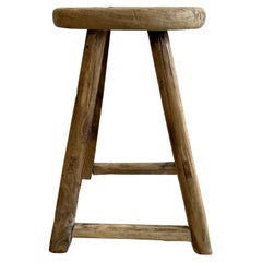 Vintage Oval Shape Elm Wood Stool