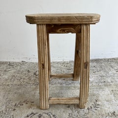 Vintage Oval Shape Top Elm Wood Stool