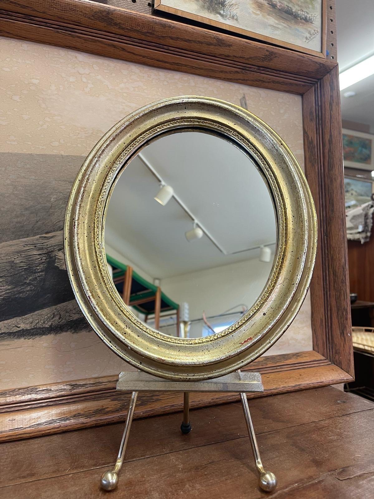 Mid-Century Modern Vintage Oval Shaped Wall Mirror. For Sale