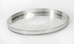 Vintage Oval Silver Plated Gallery Tray 20th Century