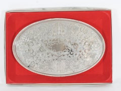 Vintage Oval Silver Plated Gallery Tray & Box by Viners 20th Century