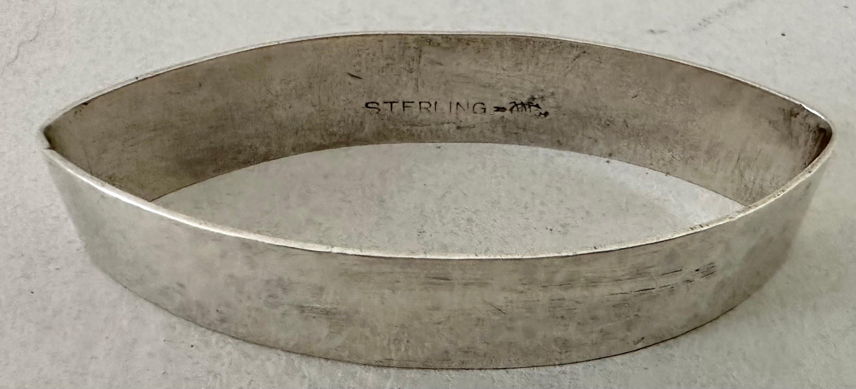 Sterling Silver Vintage Oval Sterling Monogramed Napkin Ring For Sale