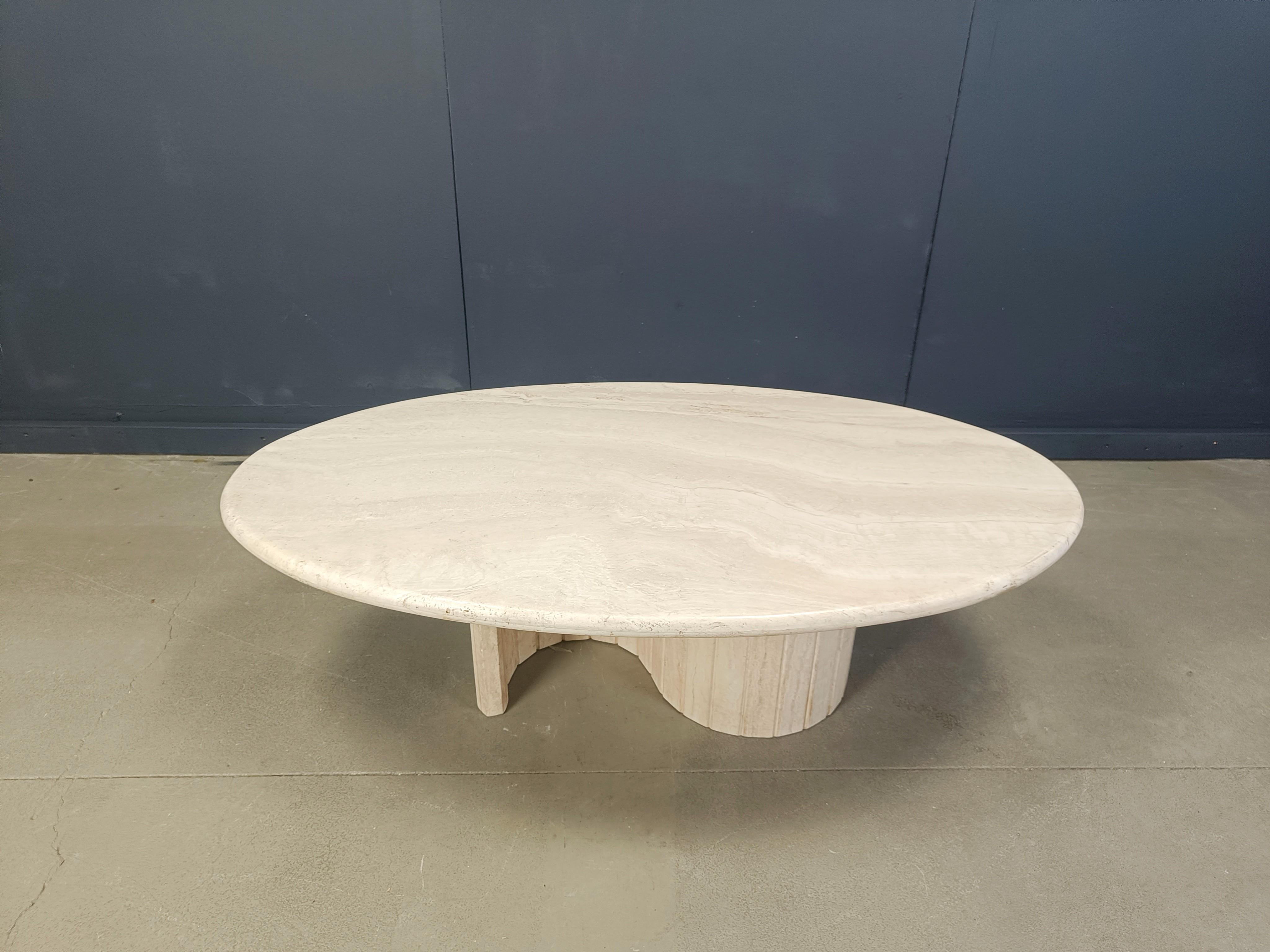 Vintage oval travertine coffee table, 1970s 2