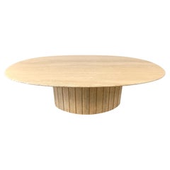 Vintage oval travertine coffee table, 1970s