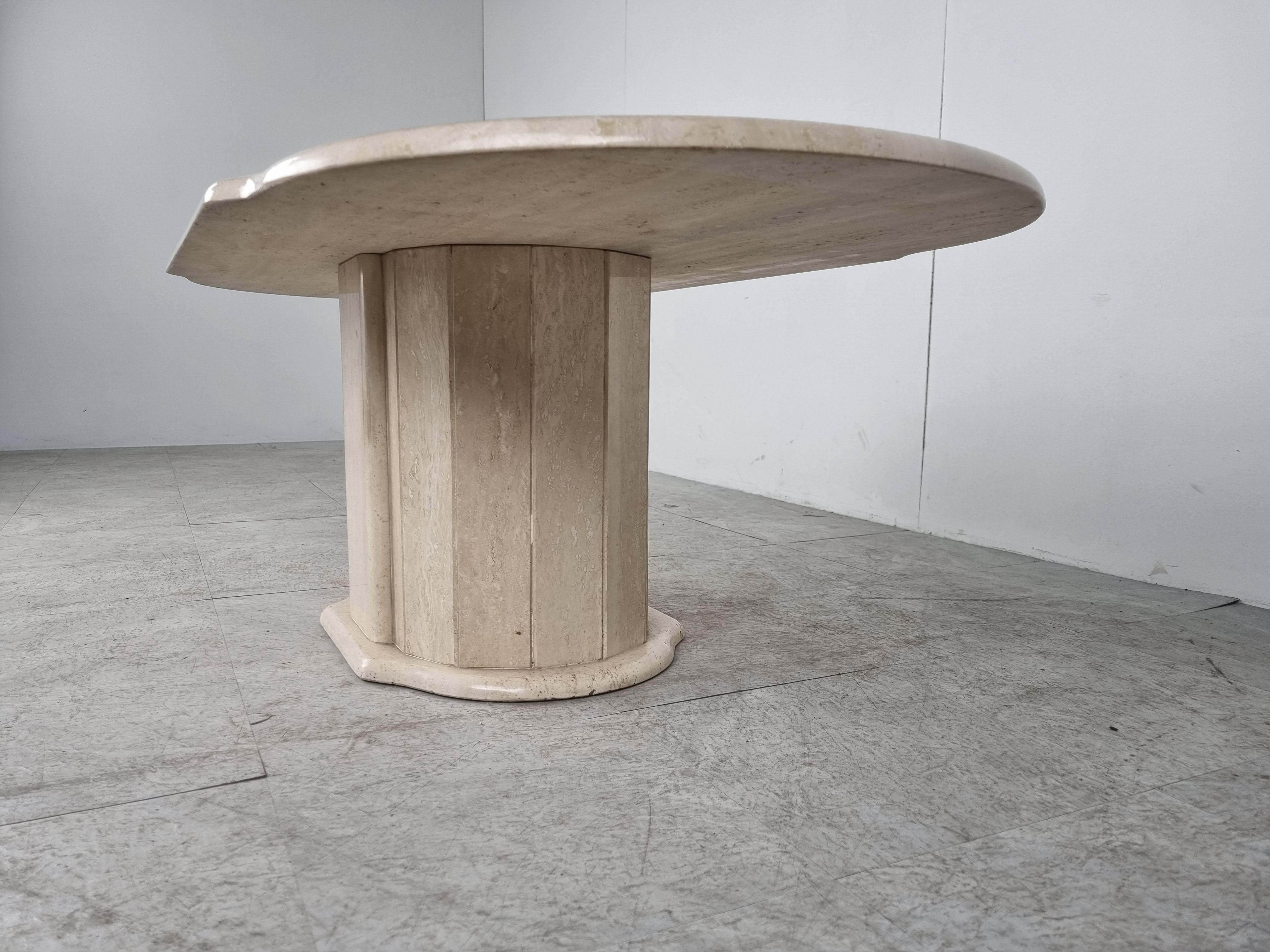 Vintage Oval Travertine Coffee Table, 1980s 3