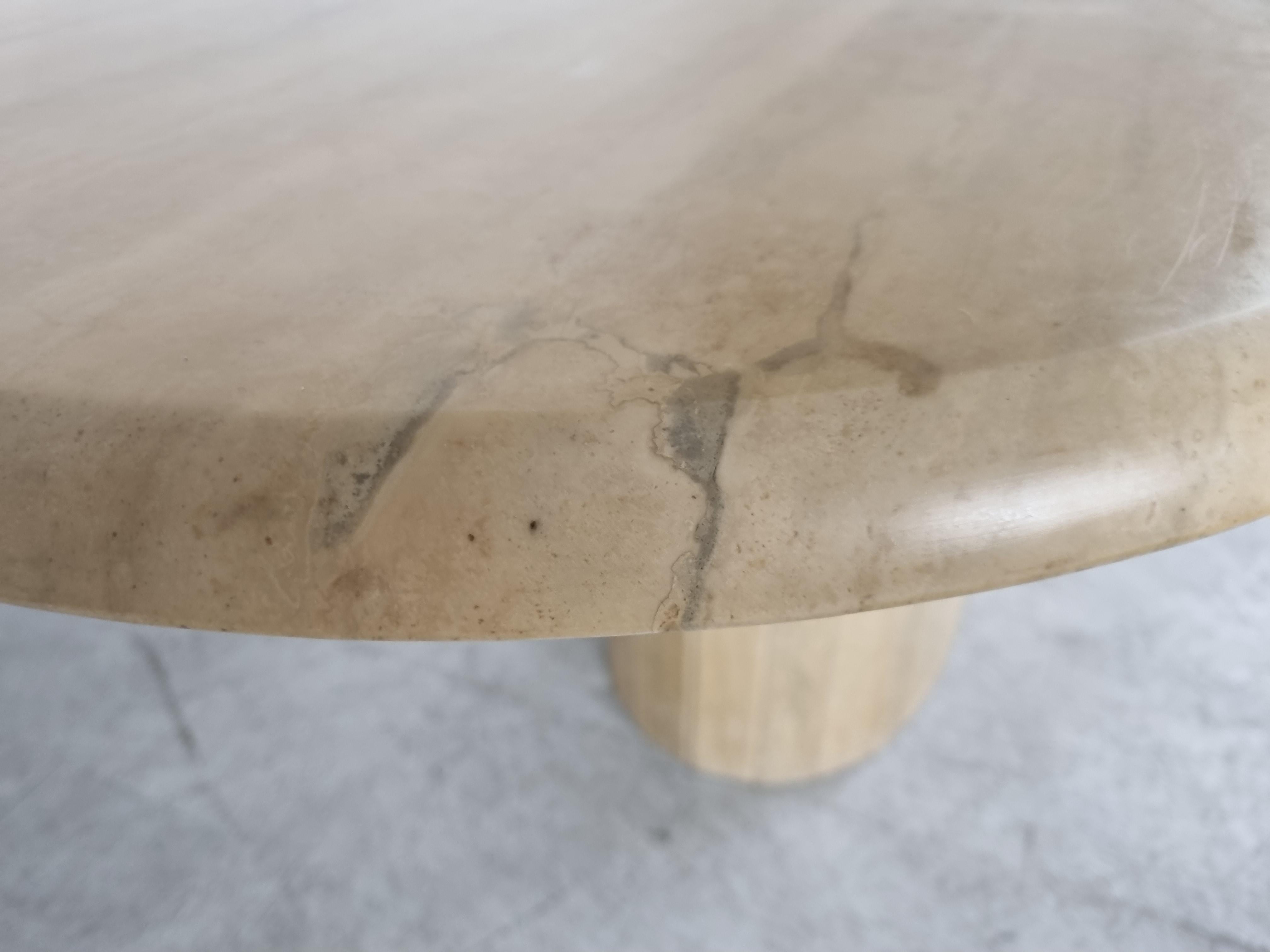 Vintage Oval Travertine Dining Table, 1970s 4
