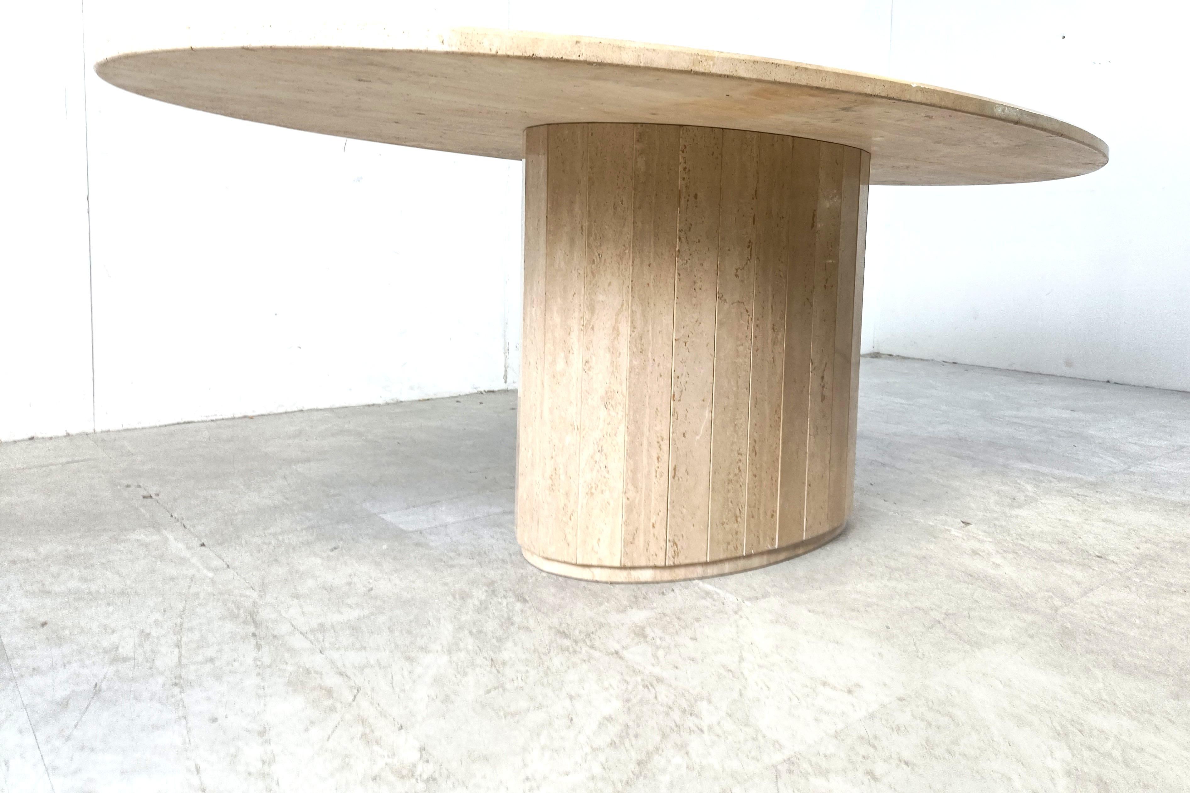Vintage oval travertine dining table, 1970s 3