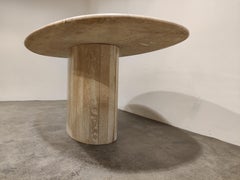 Vintage Oval Travertine Dining Table, 1970s