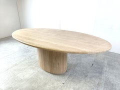 Vintage oval travertine dining table, 1970s
