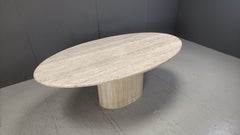 Vintage oval travertine dining table, 1970s