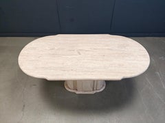 Vintage oval travertine dining table, 1970s