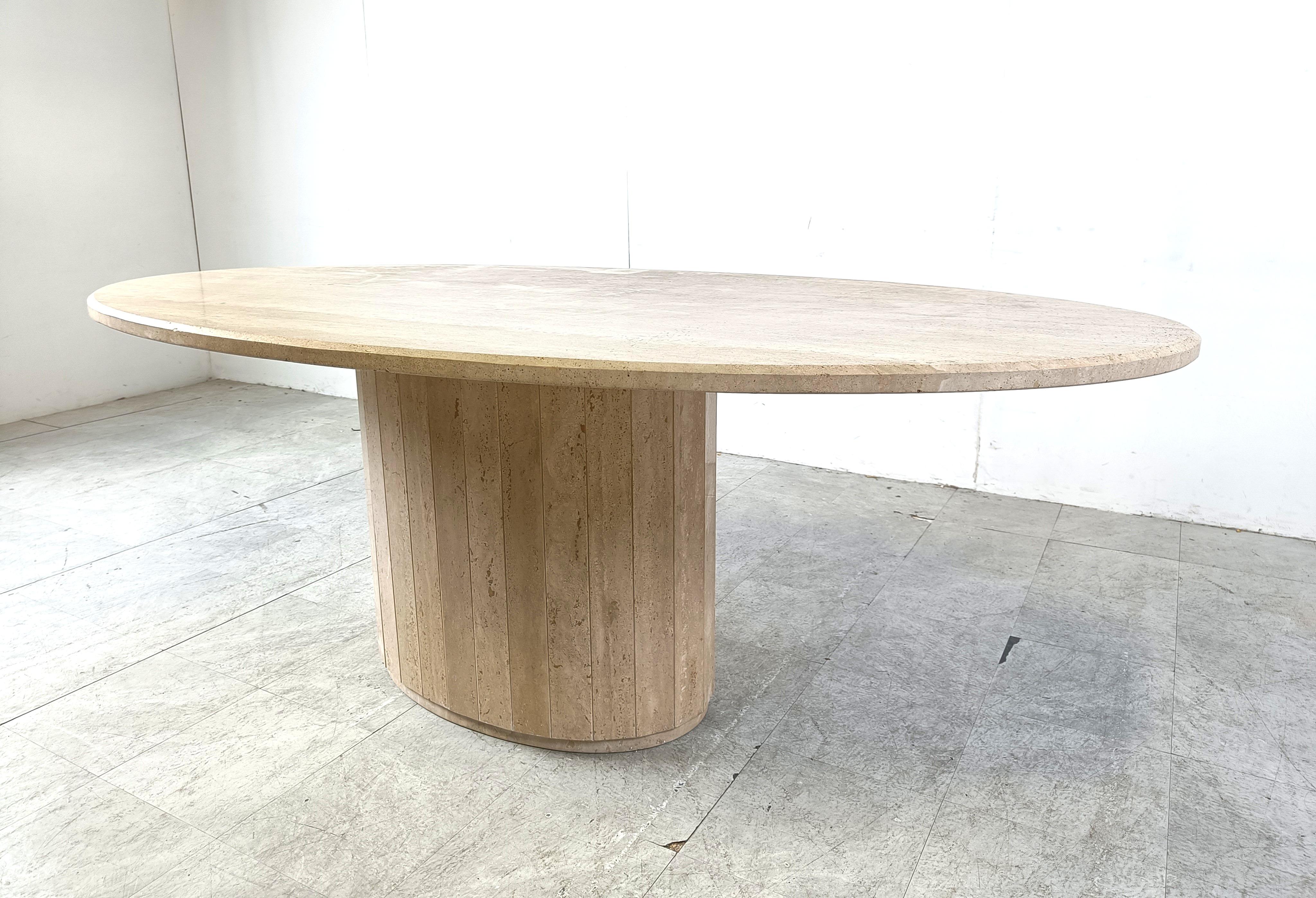 Mid-Century Modern Vintage oval travertine dining table, 1970s