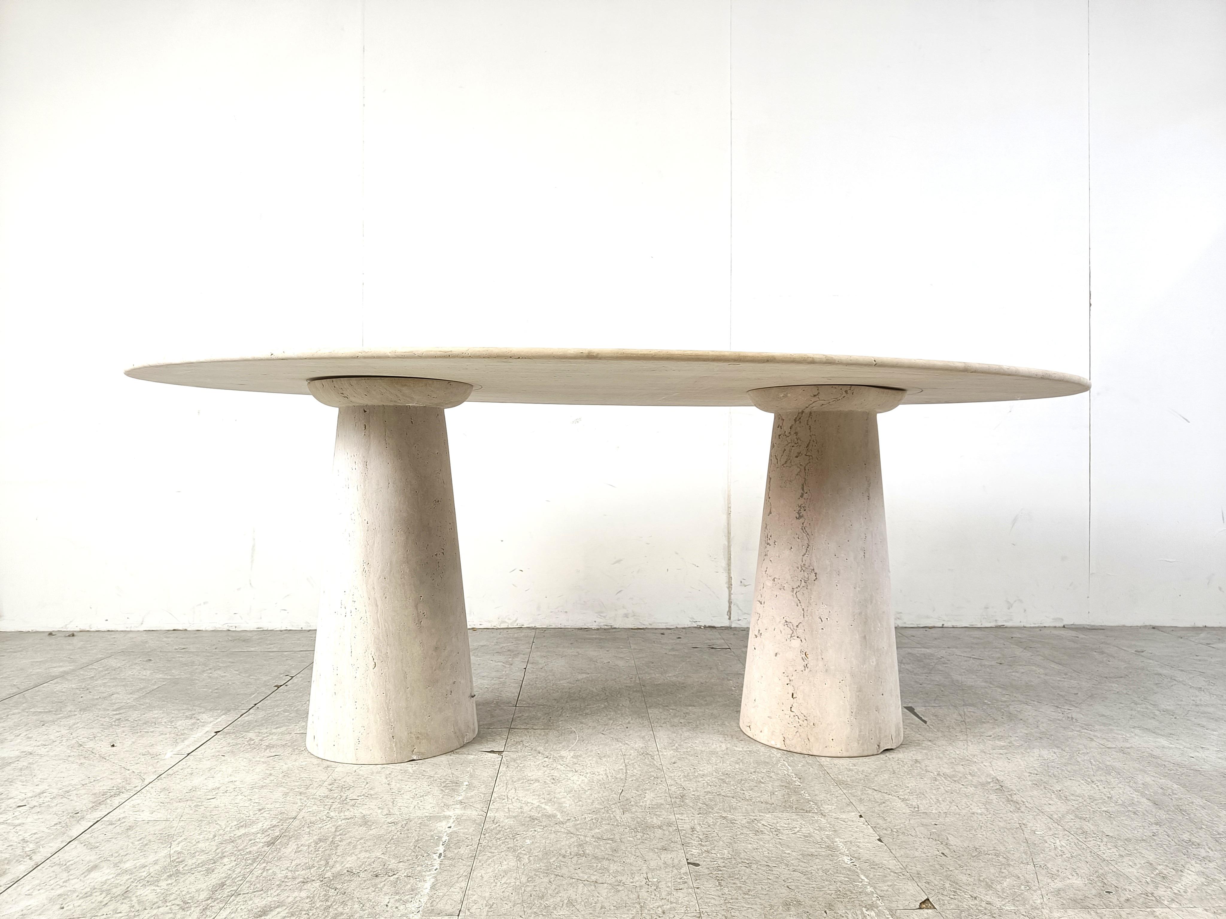 Mid-Century Modern Vintage oval travertine dining table, 1970s For Sale