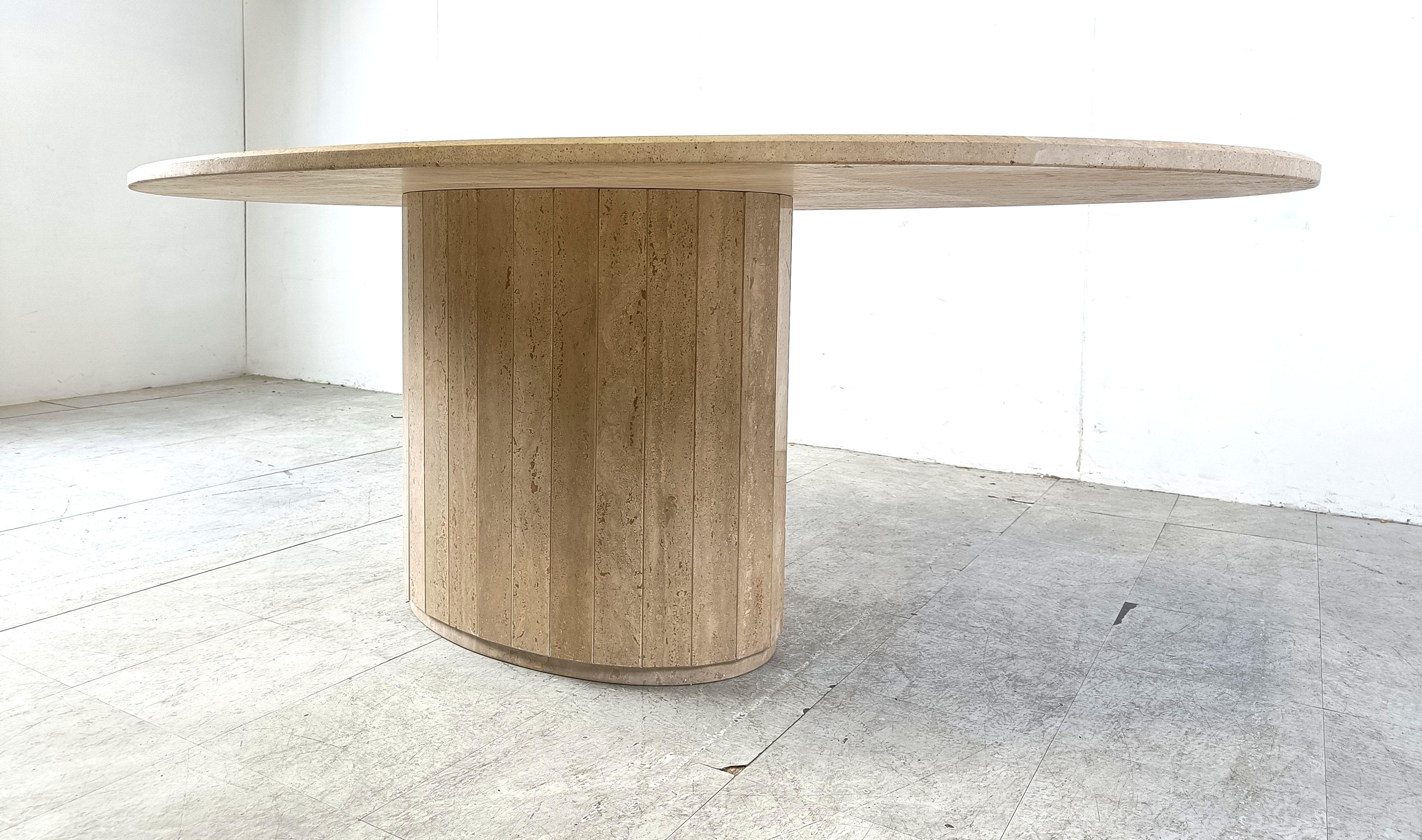 Italian Vintage oval travertine dining table, 1970s