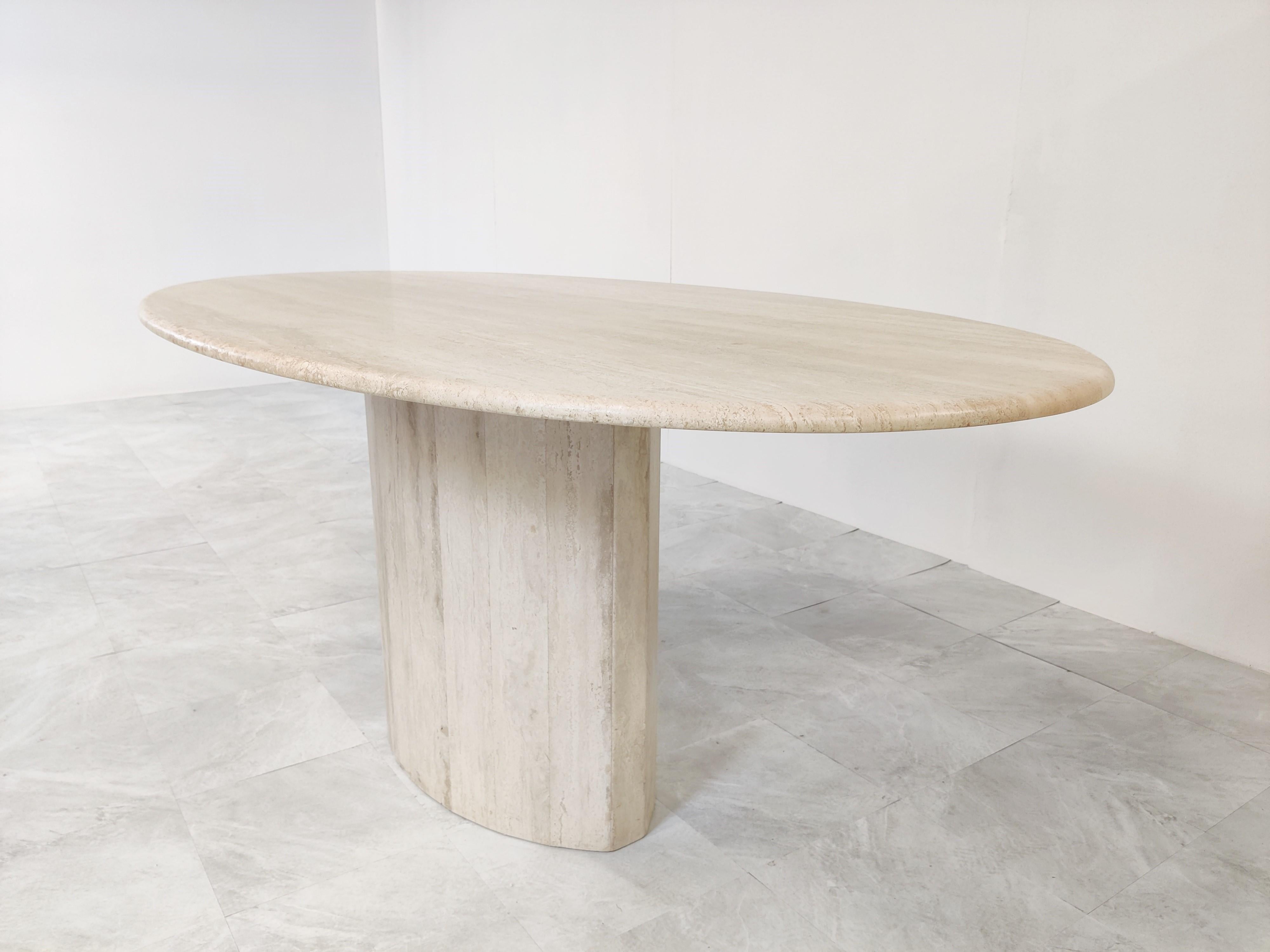 Late 20th Century Vintage Oval Travertine Dining Table, 1970s