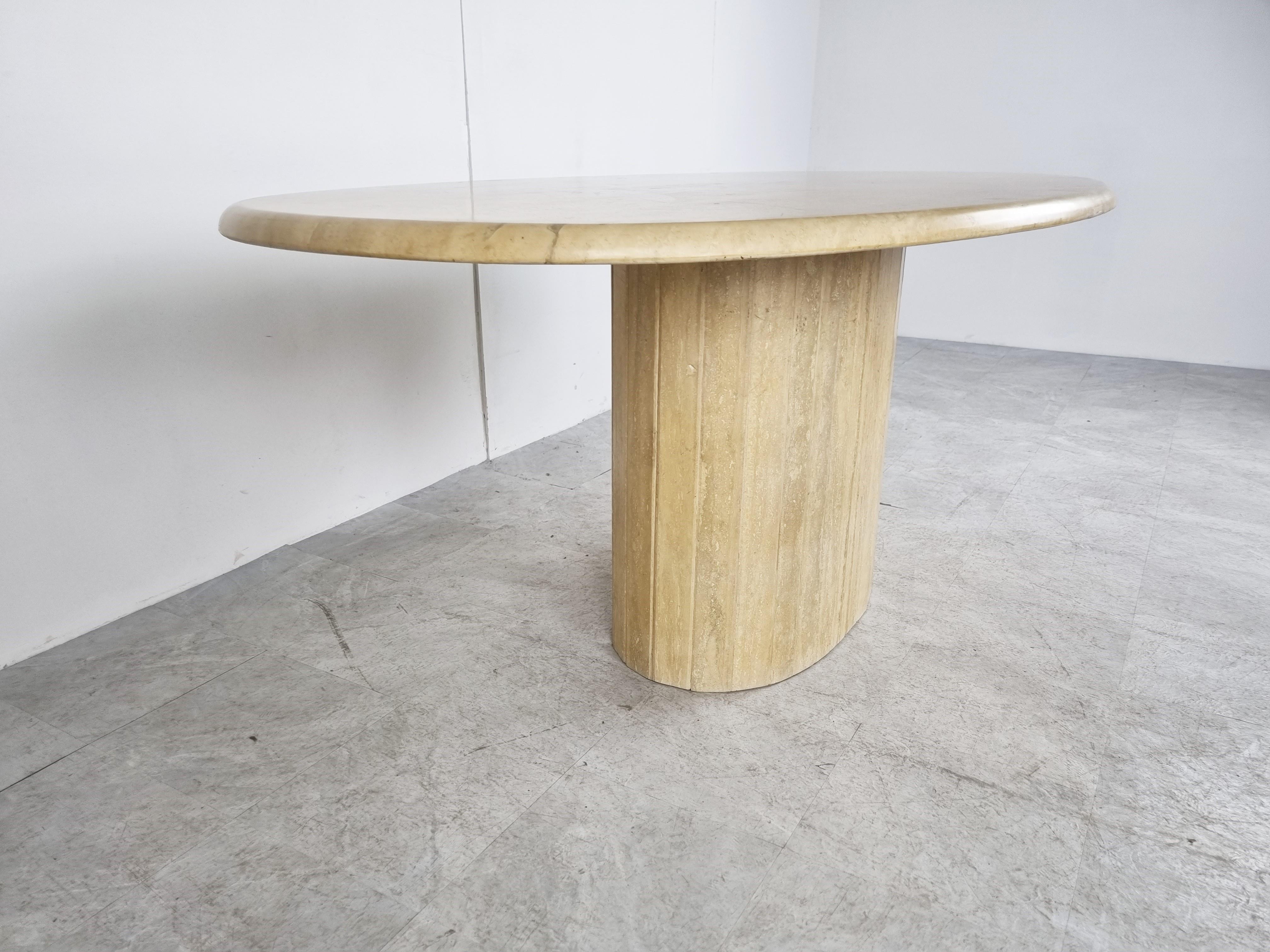 Late 20th Century Vintage Oval Travertine Dining Table, 1970s