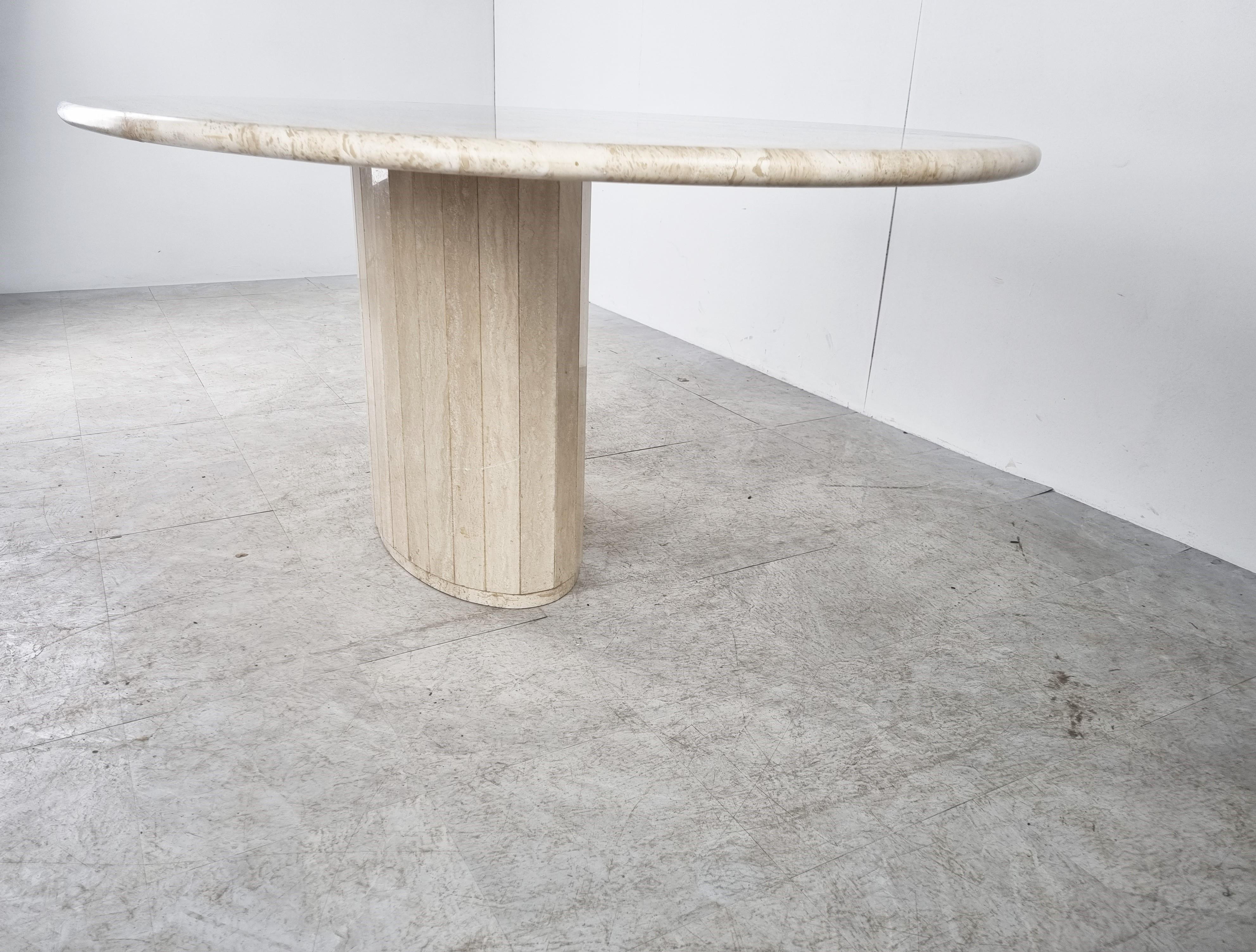 Late 20th Century Vintage Oval Travertine Dining Table, 1970s