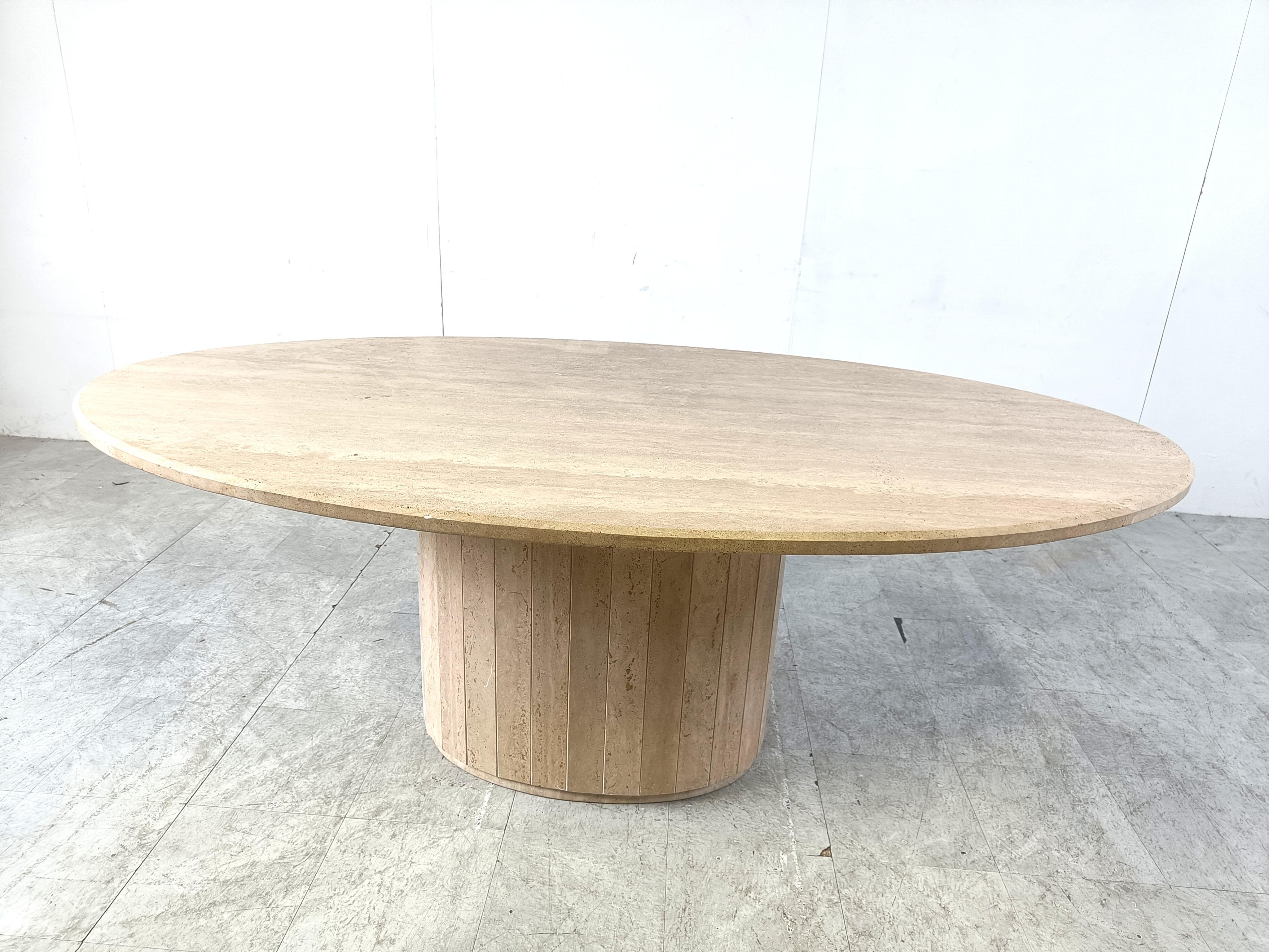 Late 20th Century Vintage oval travertine dining table, 1970s