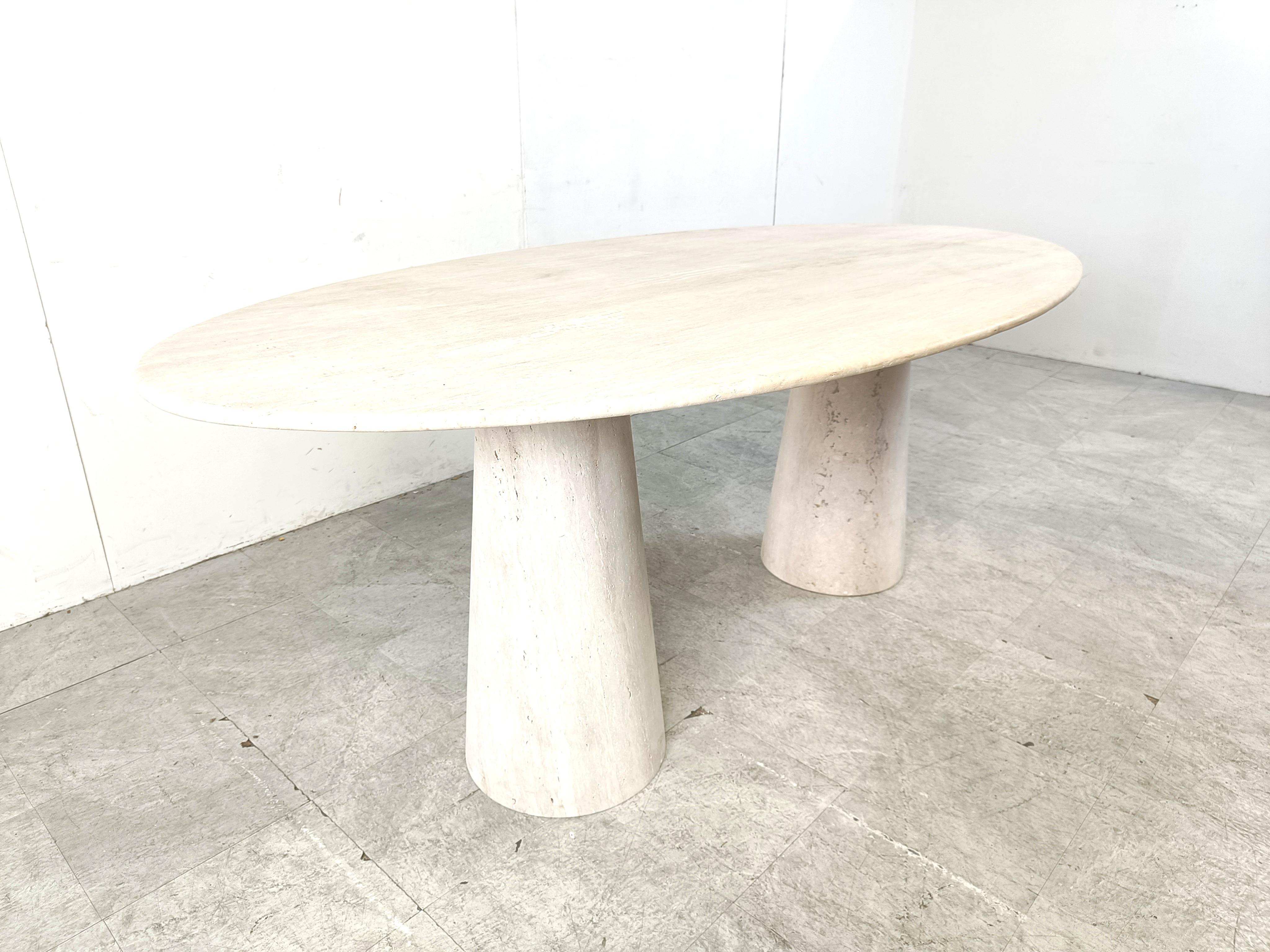 Late 20th Century Vintage oval travertine dining table, 1970s For Sale