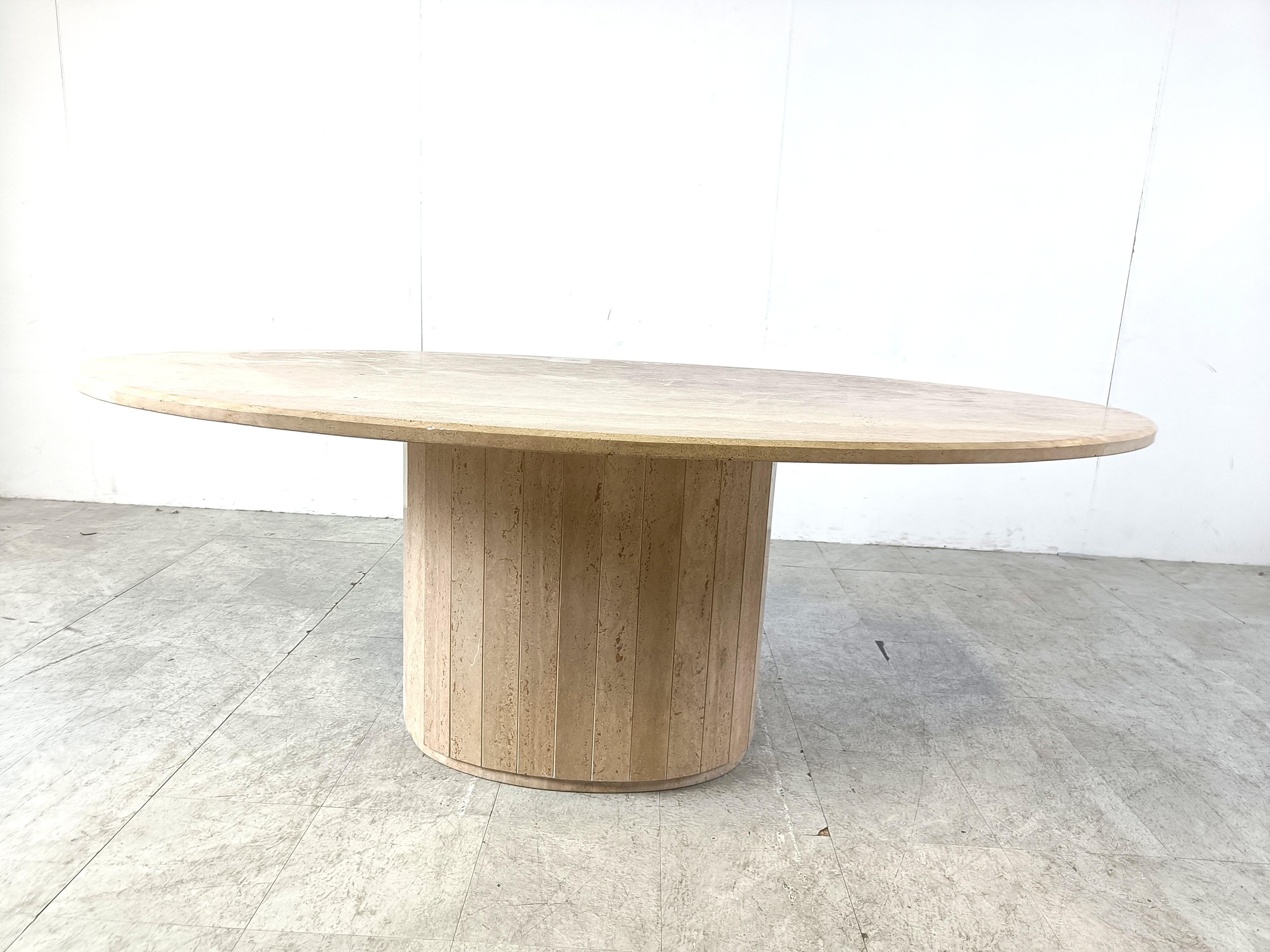 Travertine Vintage oval travertine dining table, 1970s