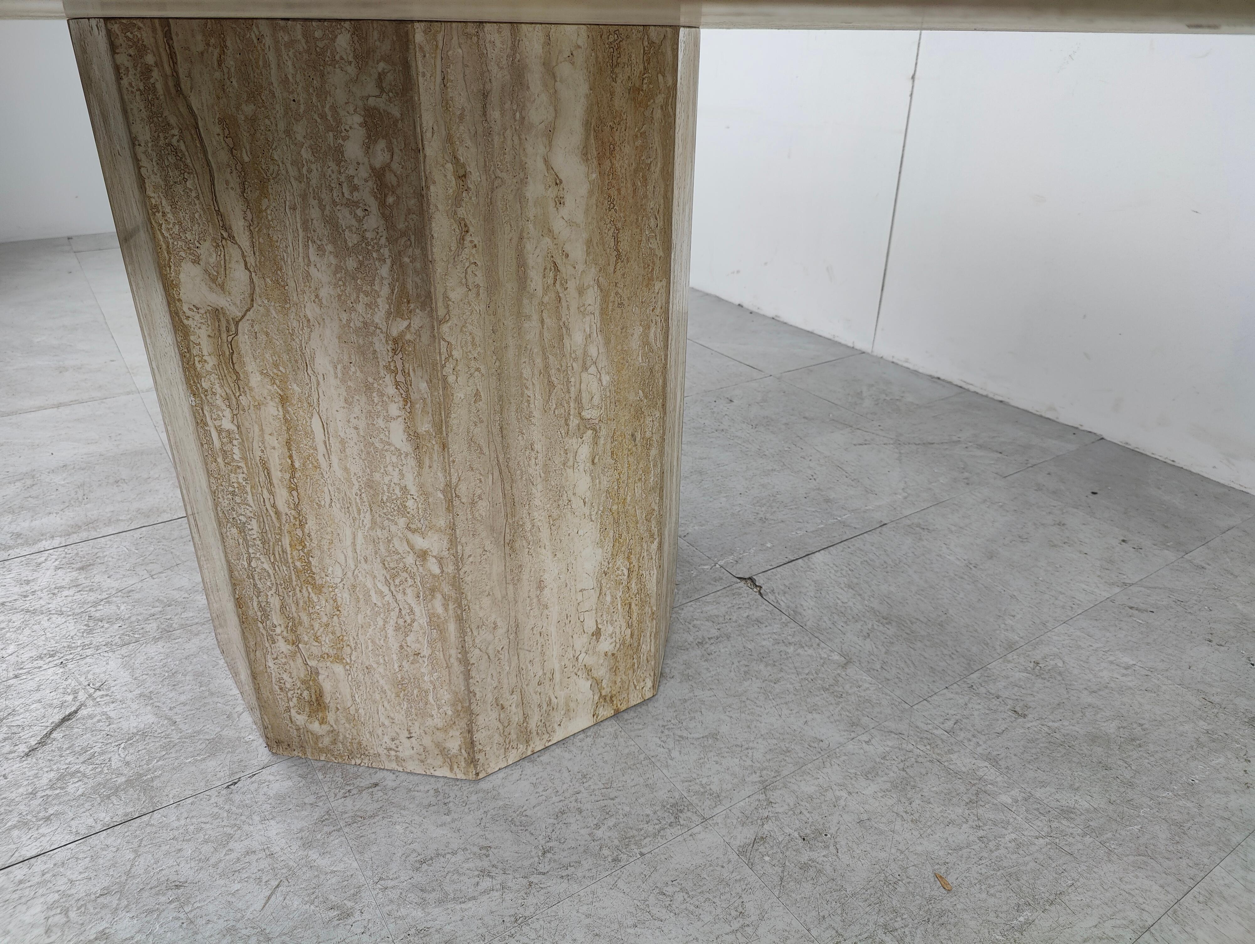 Vintage Oval Travertine Dining Table, 1970s 2