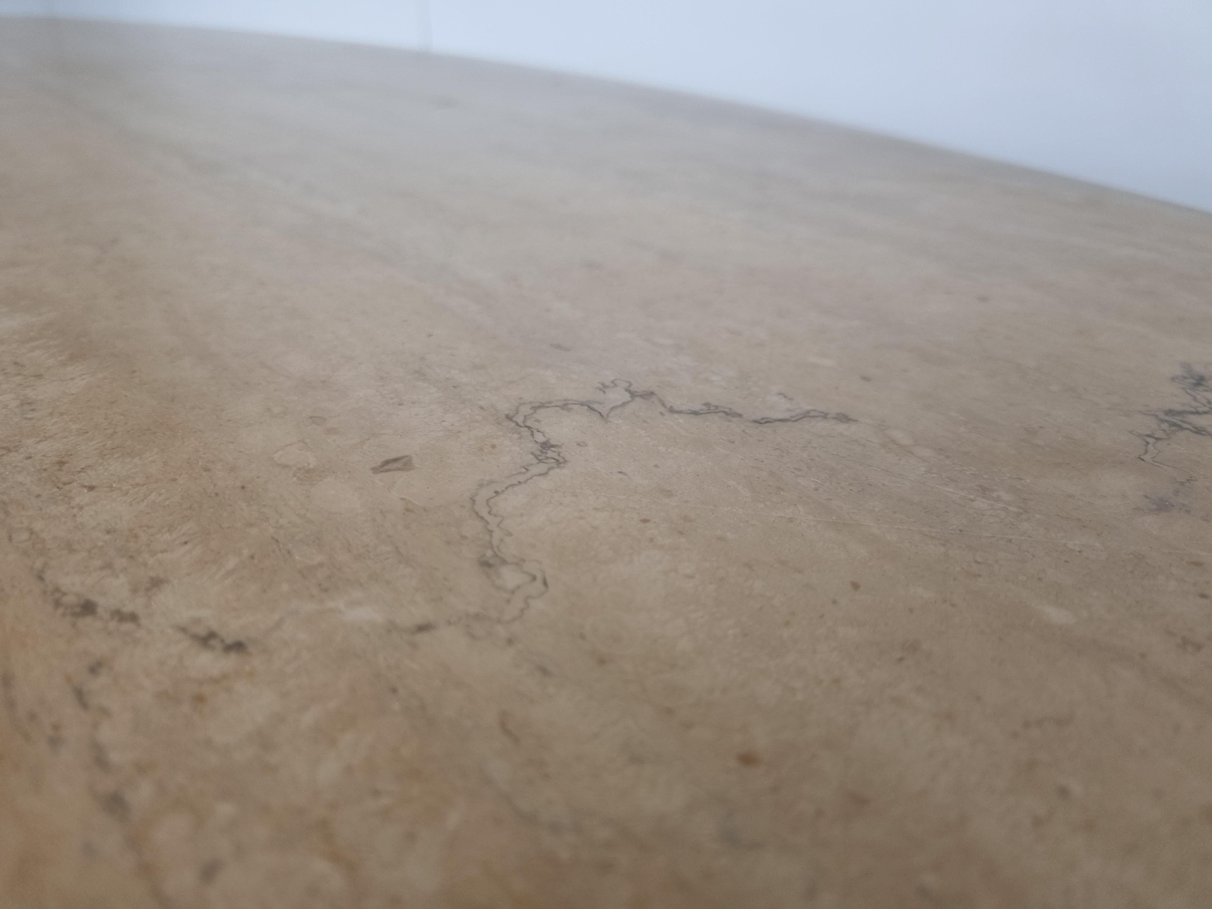 Vintage Oval Travertine Dining Table, 1970s 3