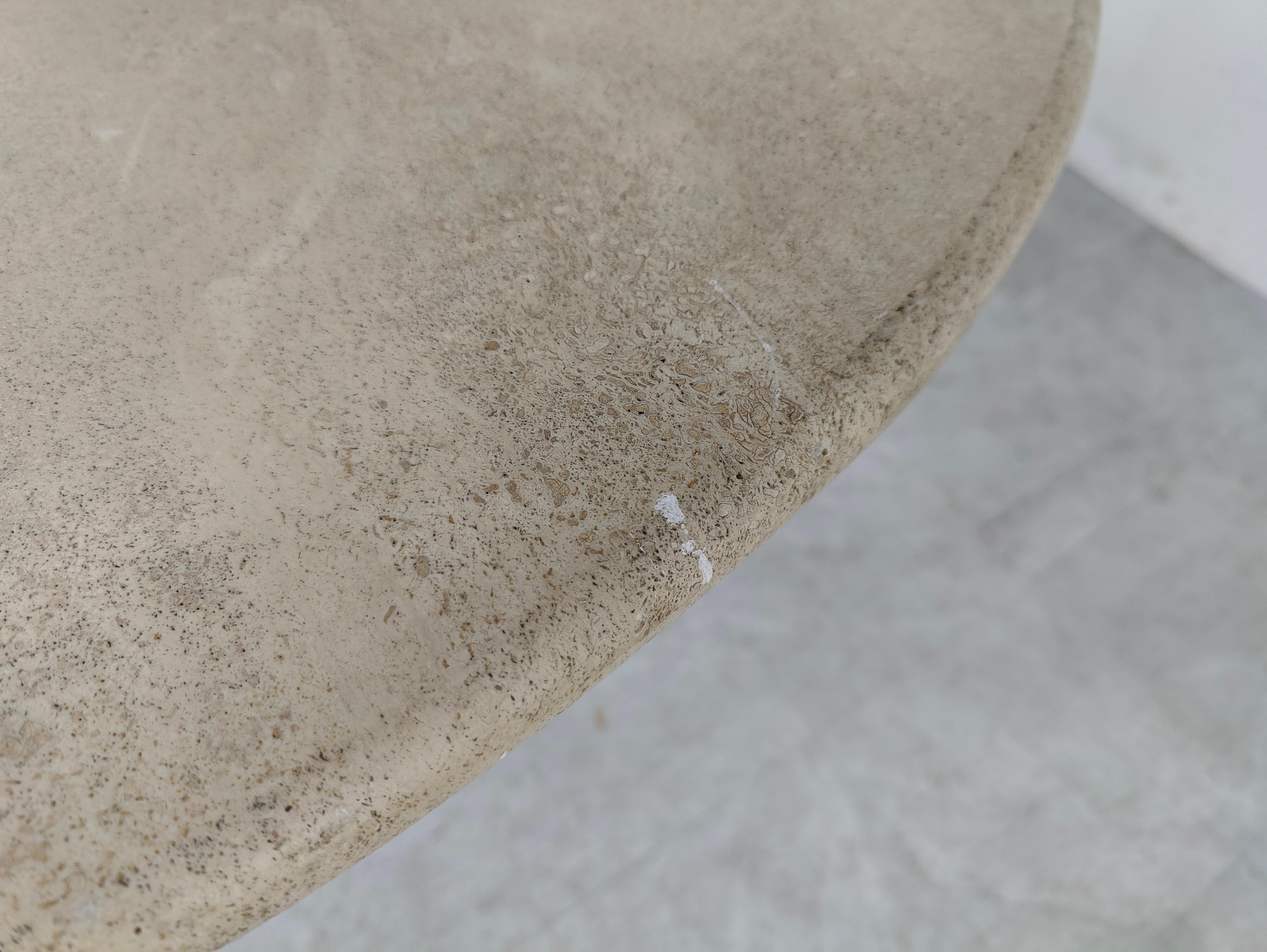 Vintage Oval Travertine Dining Table, 1970s 3