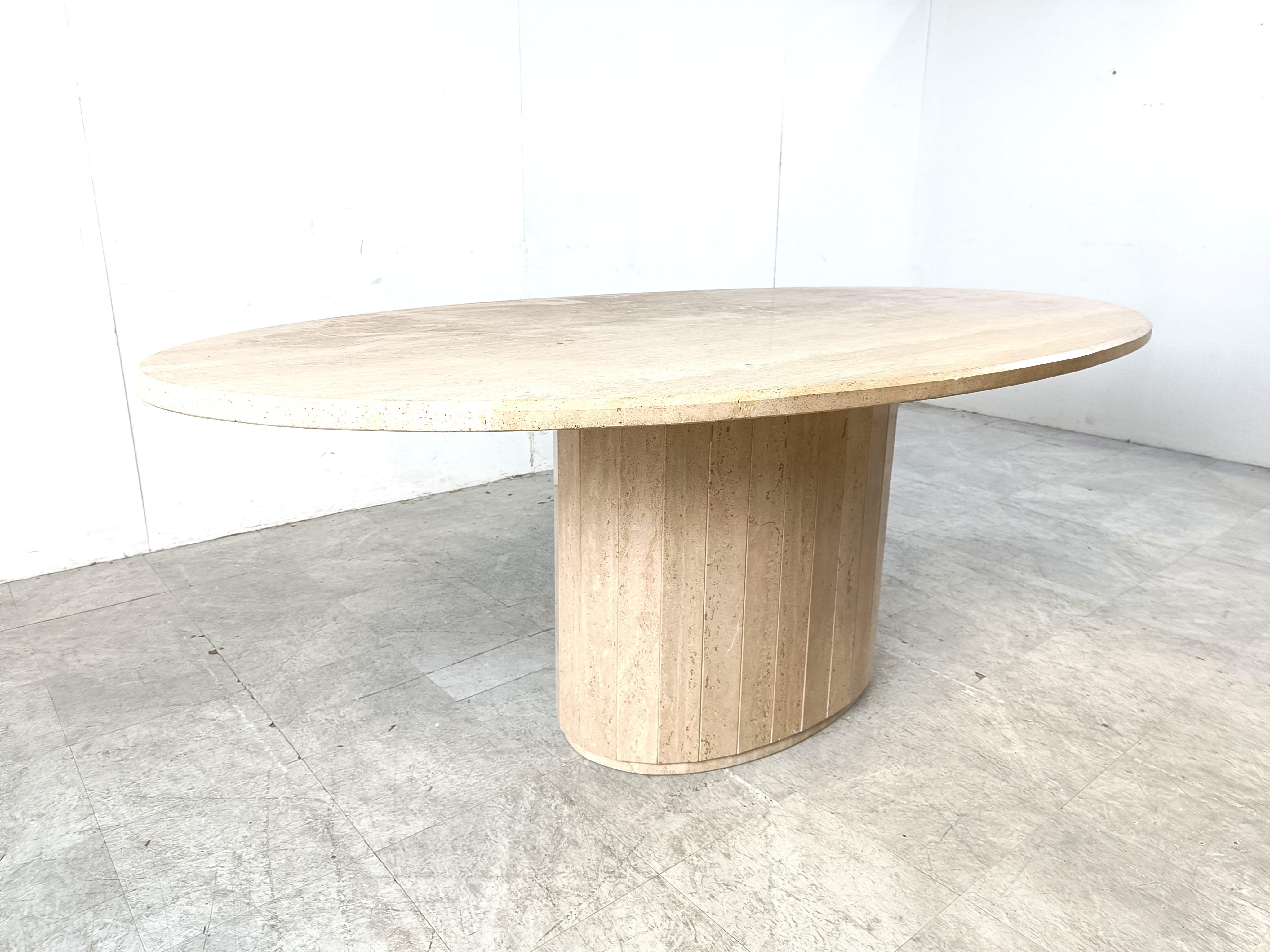 Vintage oval travertine dining table, 1970s 2
